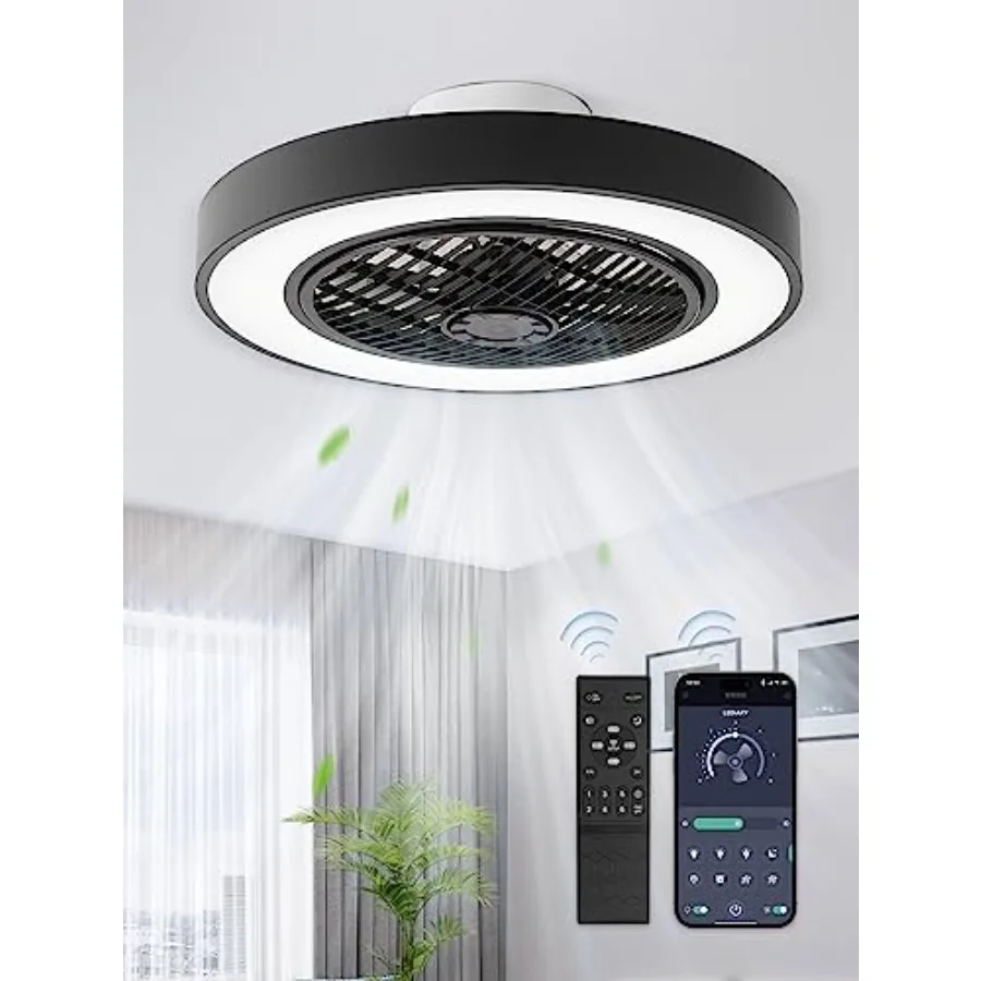 20 Inch Low Profile Ceiling Fans With Lights for living room, ABS plastic, Black, bladeless LED design with remote control, 300
20 Inch Low Profile Ceiling Fans With Lights for living room, ABS plastic, Black, bladeless LED design with remote control, 300