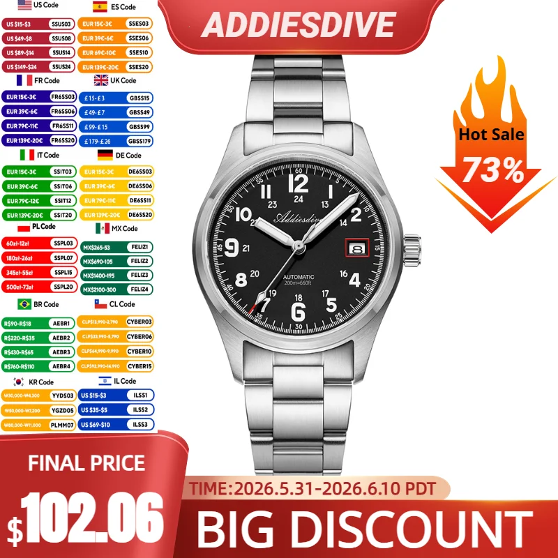 ADDIESDIVE New Men's Watch Luxury Sapphire Glass Stainless Steel NH35 Mechanical Watch 200m Waterproof Luminous Reloj Hombre
ADDIESDIVE New Men's Watch Luxury Sapphire Glass Stainless Steel NH35 Mechanical Watch 200m Waterproof Luminous Reloj Hombre