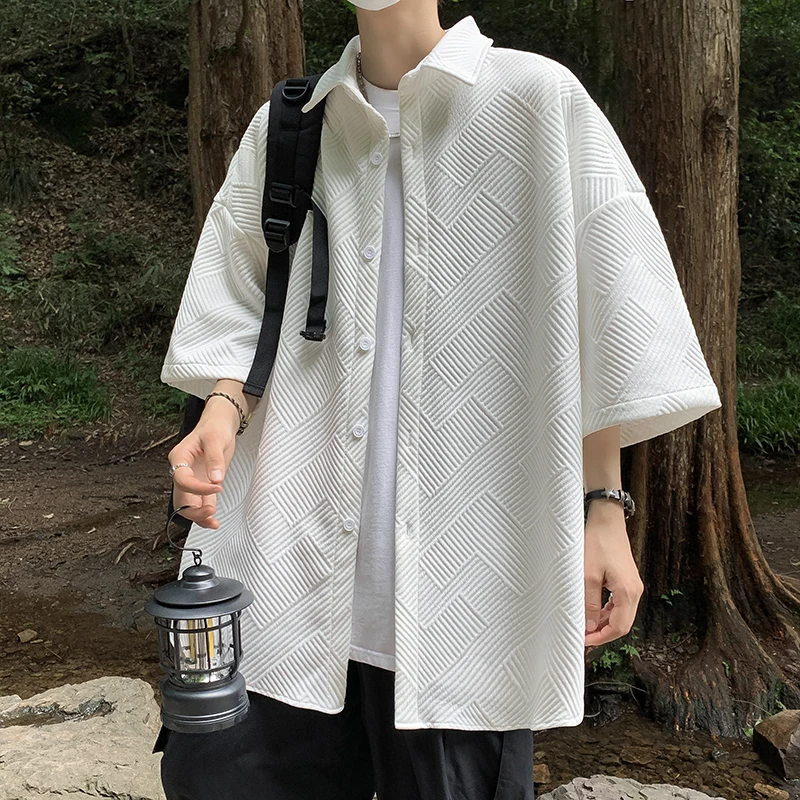 2024 Fashion Men Summer New Oversize Loose Short Sleeve Shirt Mens Solid Color Lapel Shirts Male Buttons Casual Blouses D419
2024 Fashion Men Summer New Oversize Loose Short Sleeve Shirt Mens Solid Color Lapel Shirts Male Buttons Casual Blouses D419