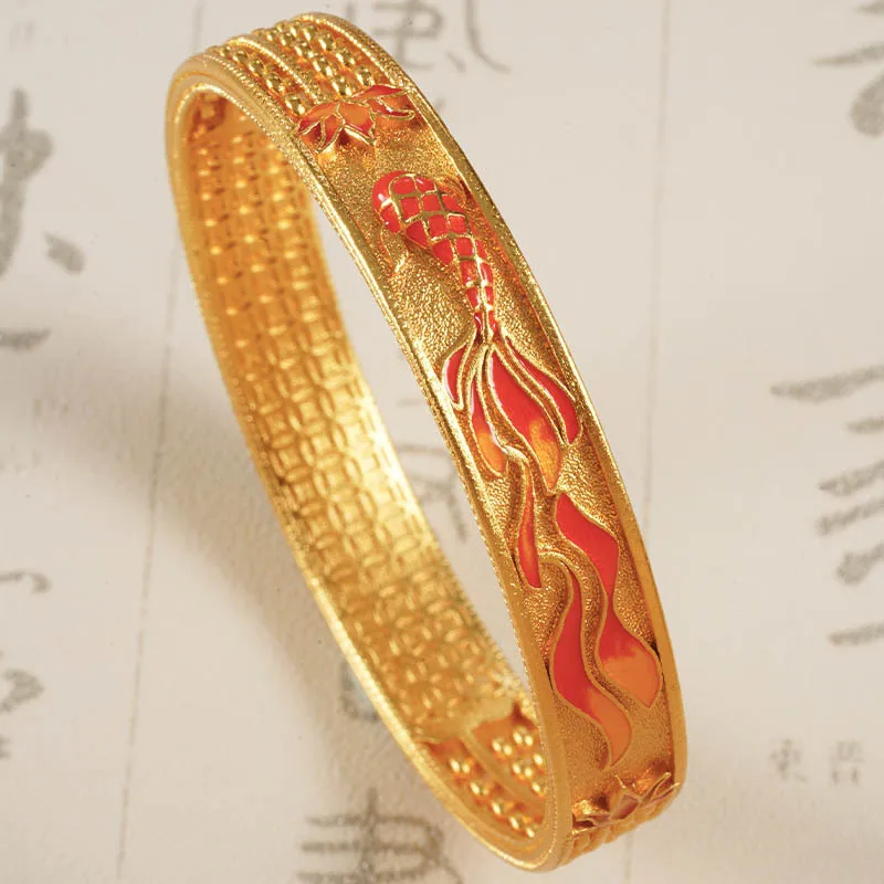 Durable Sturdy Bracelet with Enamel Koi Carp Abacus Coin Pattern For Women 24K Gold AU999, not easy to fade and long-lasting
Durable Sturdy Bracelet with Enamel Koi Carp Abacus Coin Pattern For Women 24K Gold AU999, not easy to fade and long-lasting