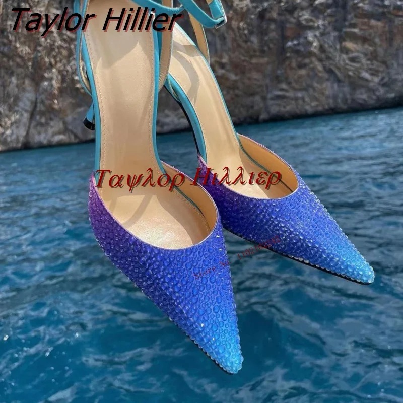 Summer Gradient Rhinestone Pointed Toe Sandals Stiletto Cross Strap Pumps Fashion Versatile Nightclub Blue Runway Shoes 41
Summer Gradient Rhinestone Pointed Toe Sandals Stiletto Cross Strap Pumps Fashion Versatile Nightclub Blue Runway Shoes 41