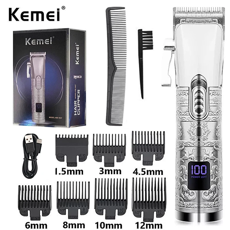 Kemei-1937 metal handle hair trimmer professional beard hair clipper for men rechargeable electric hair cut two speed adjustable
Kemei-1937 metal handle hair trimmer professional beard hair clipper for men rechargeable electric hair cut two speed adjustable