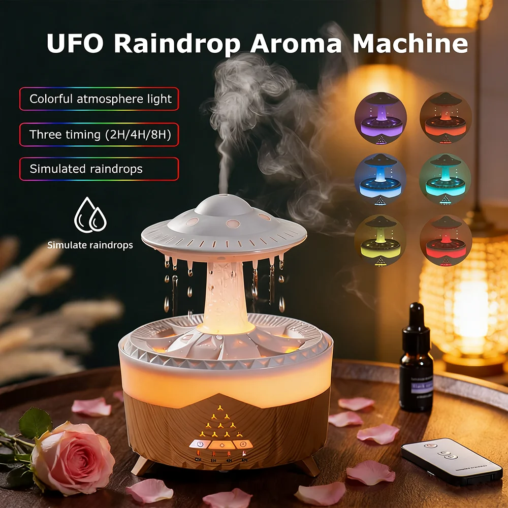 Аромадиффузор UFO Raindrop с дистанционным управлением, 7 цветных светильников, увлажнитель воздуха для дома и офиса
Аромадиффузор UFO Raindrop с дистанционным управлением, 7 цветных светильников, увлажнитель воздуха для дома и офиса