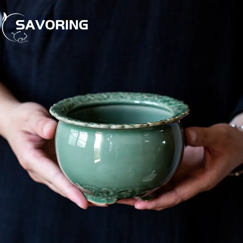 600ml Yue Kiln Celadon Ceramics Jianshui Handmade Relief Tea Cup Pen Washing Bowl Tea Slag Bucket Kung Fu Tea Set Accessories
600ml Yue Kiln Celadon Ceramics Jianshui Handmade Relief Tea Cup Pen Washing Bowl Tea Slag Bucket Kung Fu Tea Set Accessories