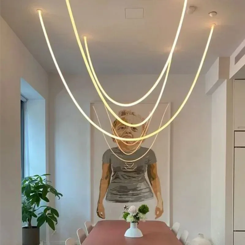 Danish Designer Minimalist Line Pendant Light Silicone LED Can Be Used For Bedrooms Living Rooms Island Platforms Stairwells
Danish Designer Minimalist Line Pendant Light Silicone LED Can Be Used For Bedrooms Living Rooms Island Platforms Stairwells