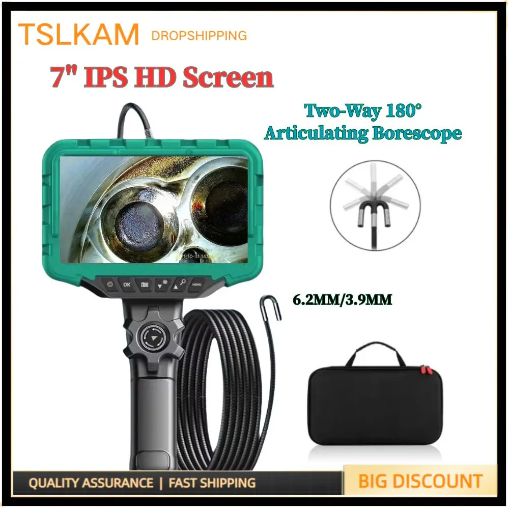 6.2mm 1080P 7-inch Screen Articulating Borescope, Steering Snake Camera for Mechanics Electriction Wall Pipe Inspection
6.2mm 1080P 7-inch Screen Articulating Borescope, Steering Snake Camera for Mechanics Electriction Wall Pipe Inspection