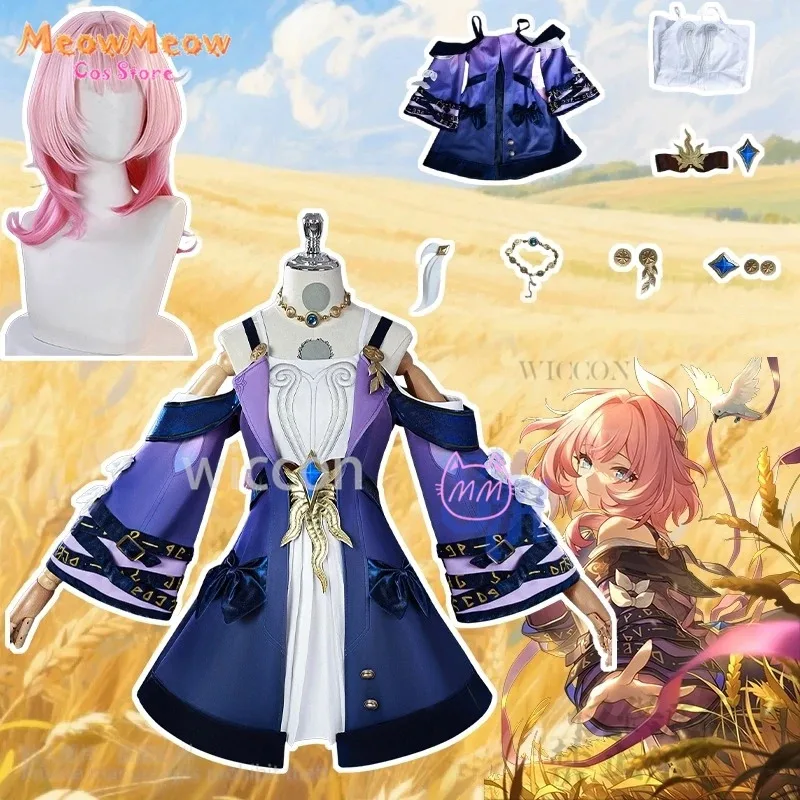 Kawaii Japanese Girls Cyrene Honkai Star Rail Cosplay Anime Costume Deep Purple Mini Dress Pink Jirai Kei Wigs Halloween Party
Kawaii Japanese Girls Cyrene Honkai Star Rail Cosplay Anime Costume Deep Purple Mini Dress Pink Jirai Kei Wigs Halloween Party