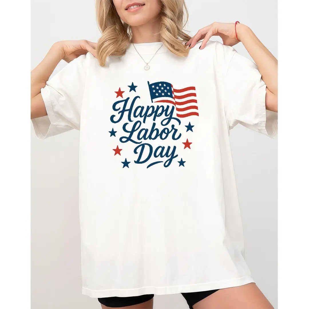 Happy Labor Day T-Shirt for Men, Women American Flag Graphic Tee, Unisex US Holiday Party Top, Casual Patriotic Summer Shirt
Happy Labor Day T-Shirt for Men, Women American Flag Graphic Tee, Unisex US Holiday Party Top, Casual Patriotic Summer Shirt