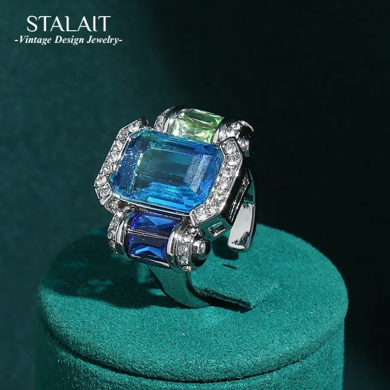 Vintage Zirconia Jewelry Rings For Woman Blue Crystal Rhinestone Luxury Designer High Quality Wedding Accessories 2025 New
Vintage Zirconia Jewelry Rings For Woman Blue Crystal Rhinestone Luxury Designer High Quality Wedding Accessories 2025 New