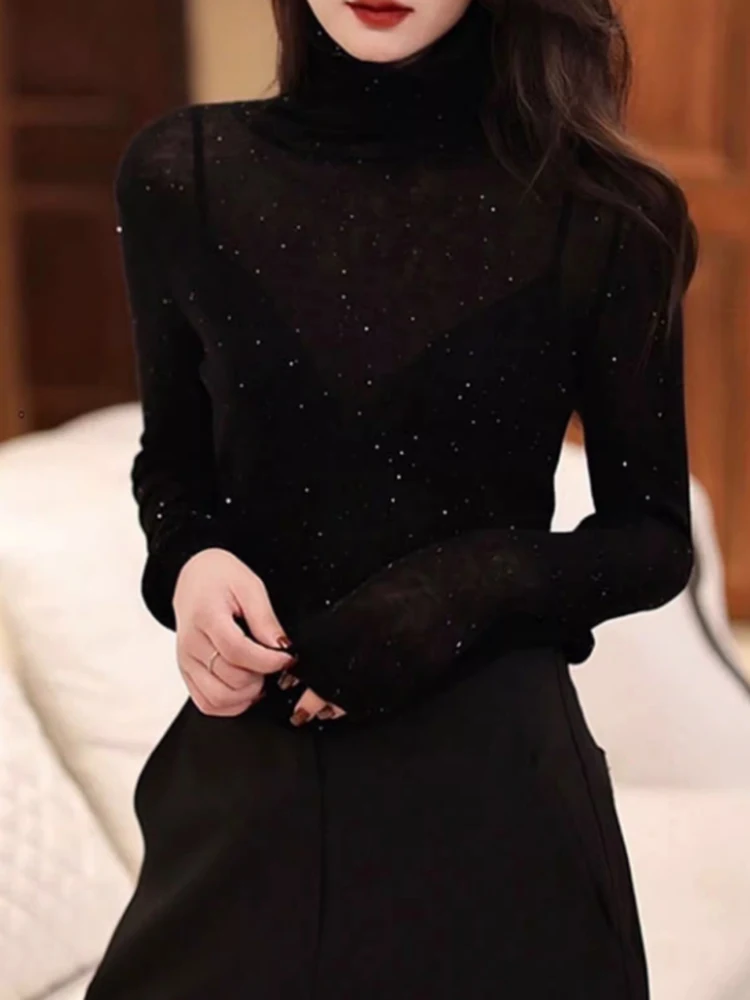 Autumn Winter Women's High Collar Glitter Wool Sweater Loose Heavyweight Soft Knitted Slimming Versatile Base Layer Top
Autumn Winter Women's High Collar Glitter Wool Sweater Loose Heavyweight Soft Knitted Slimming Versatile Base Layer Top