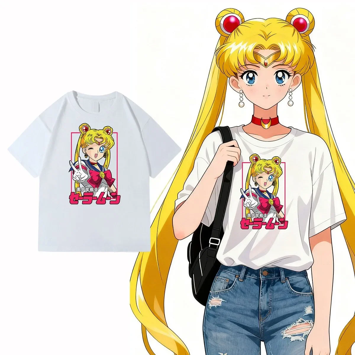 Pretty Soldier Sailor Moon Tsukino Usagi Short-sleeved T-shirt, Men's and Women's T-shirt, Loose-fitting, Couple's Outfit
Pretty Soldier Sailor Moon Tsukino Usagi Short-sleeved T-shirt, Men's and Women's T-shirt, Loose-fitting, Couple's Outfit