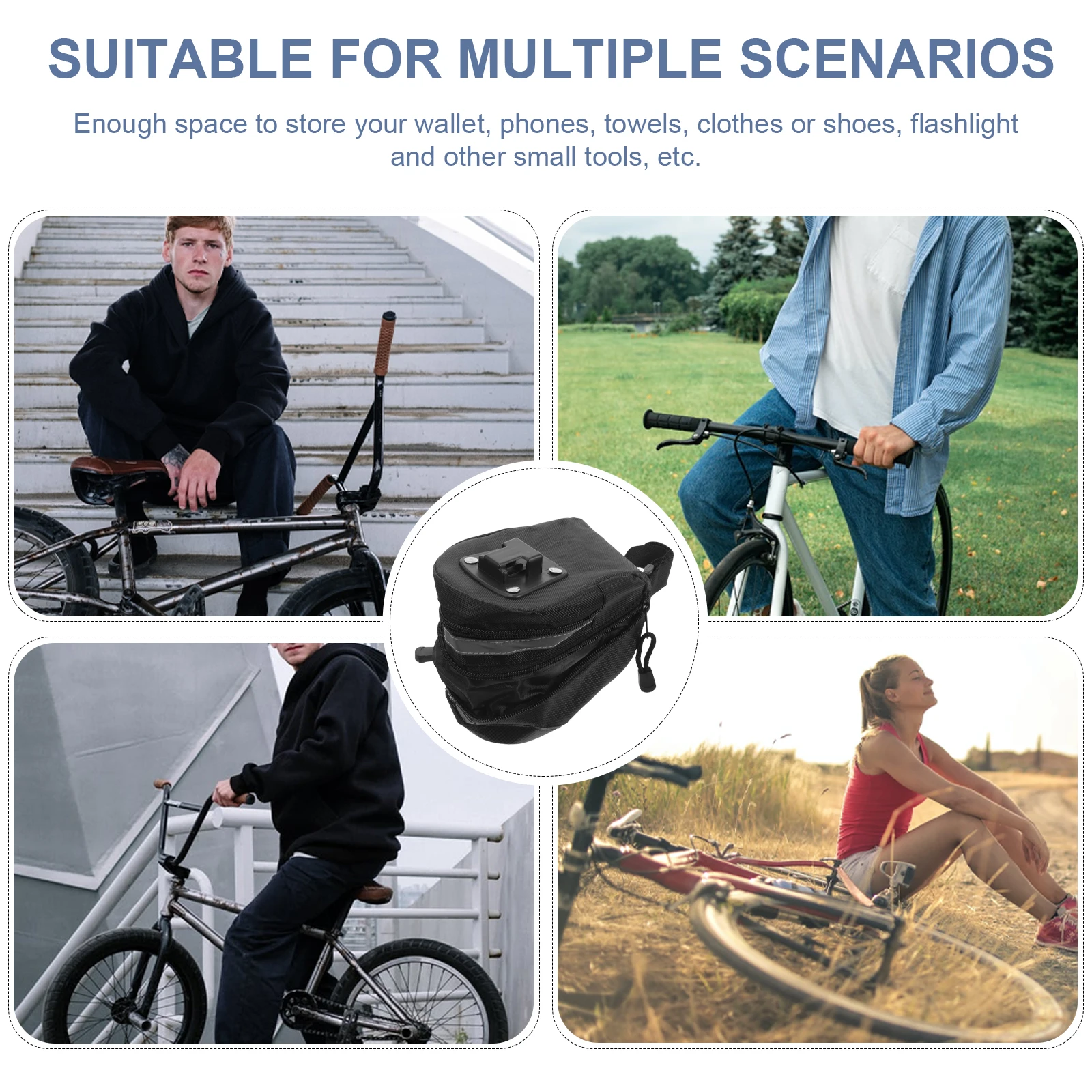 1pc Saddle Bag for Bike Backseat Durable Bicycle Storage Pouch with Reflective Strap Large Capacity Bike Bag for Road Bikes
1pc Saddle Bag for Bike Backseat Durable Bicycle Storage Pouch with Reflective Strap Large Capacity Bike Bag for Road Bikes