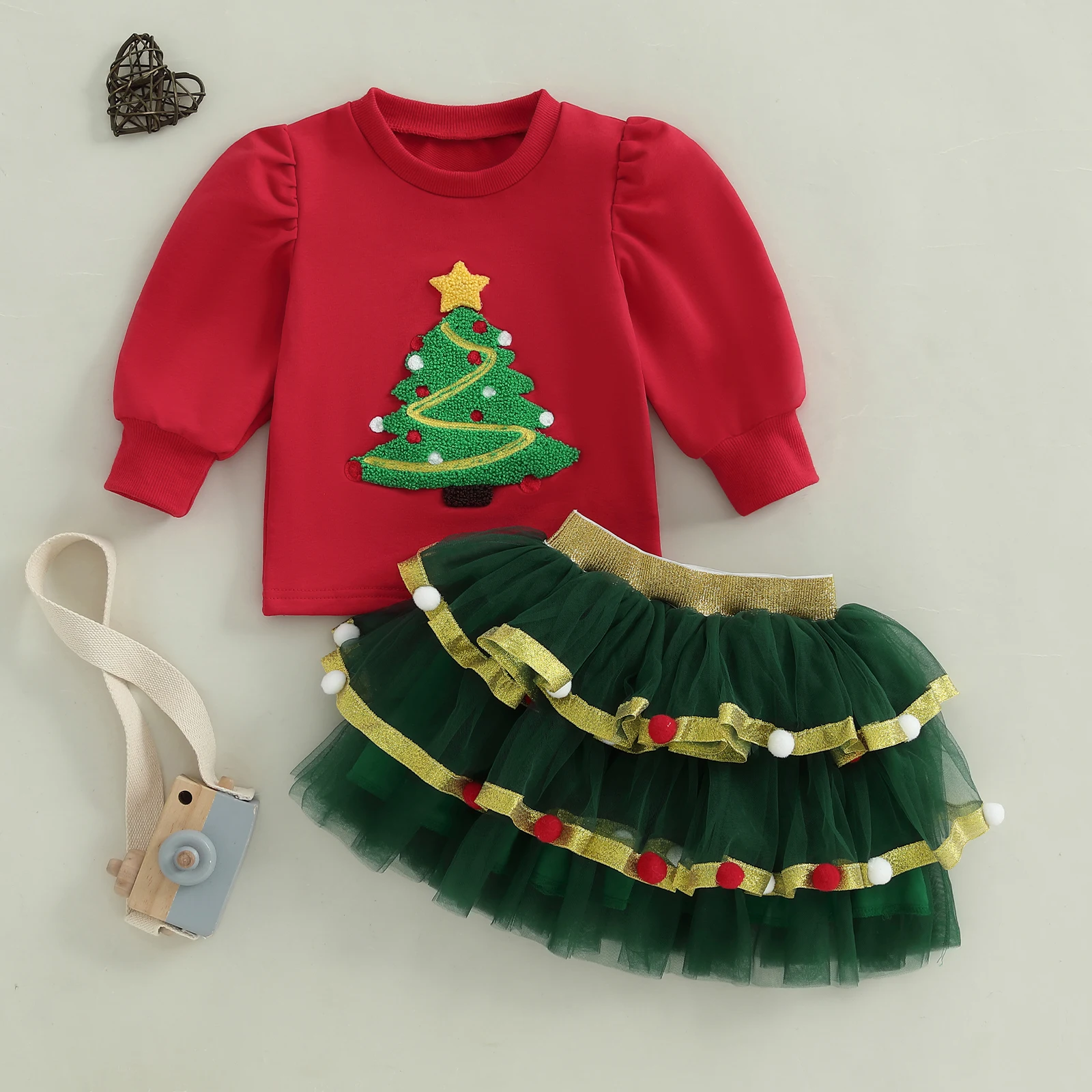 VISgogo 1-6 Years Toddler Girls Clothes Set Christmas Tree Embroidery Long Sleeve Pullover and Mesh Ruffled Skirt 2Pcs Outfit
VISgogo 1-6 Years Toddler Girls Clothes Set Christmas Tree Embroidery Long Sleeve Pullover and Mesh Ruffled Skirt 2Pcs Outfit