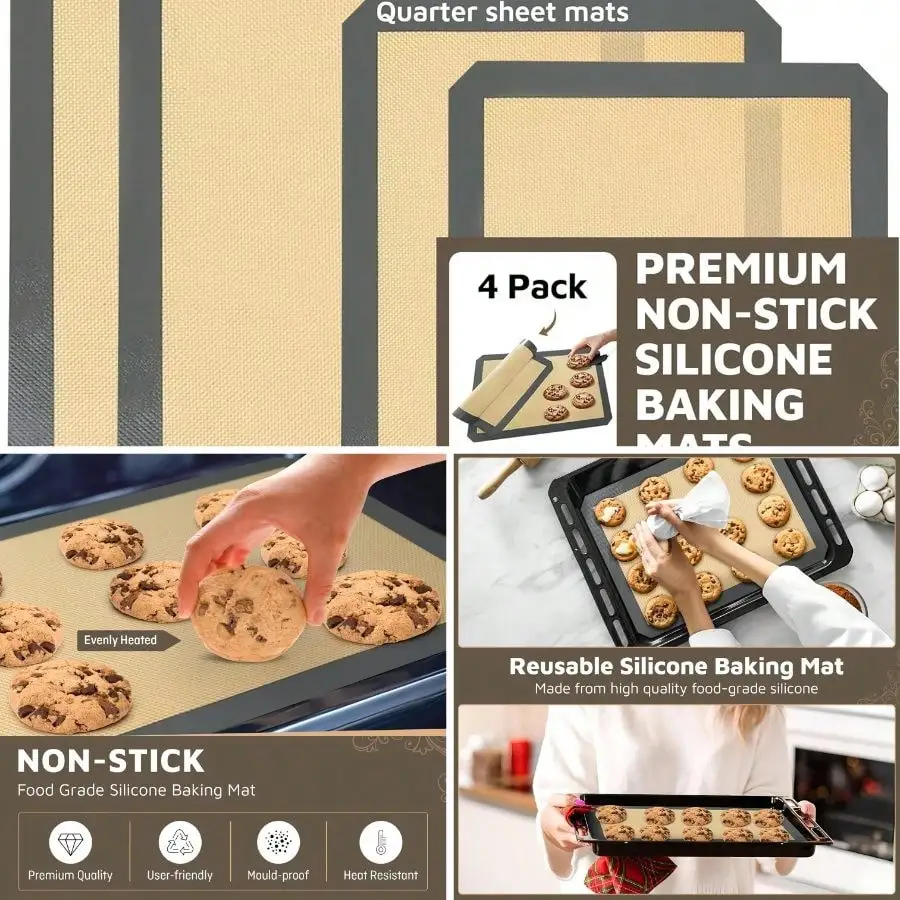 4 Pack Silicone Baking Nonstick 2 Half And 2 Quarter Size - 1/4 Silicone Cookie Sheets Baking Macaron Cookie Set Of 2-2 Pack Thick Heavy Duty Reusable Mats Half Sheet Kitchen Counter
4 Pack Silicone Baking Nonstick 2 Half And 2 Quarter Size - 1/4 Silicone Cookie Sheets Baking Macaron Cookie Set Of 2-2 Pack Thick Heavy Duty Reusable Mats Half Sheet Kitchen Counter