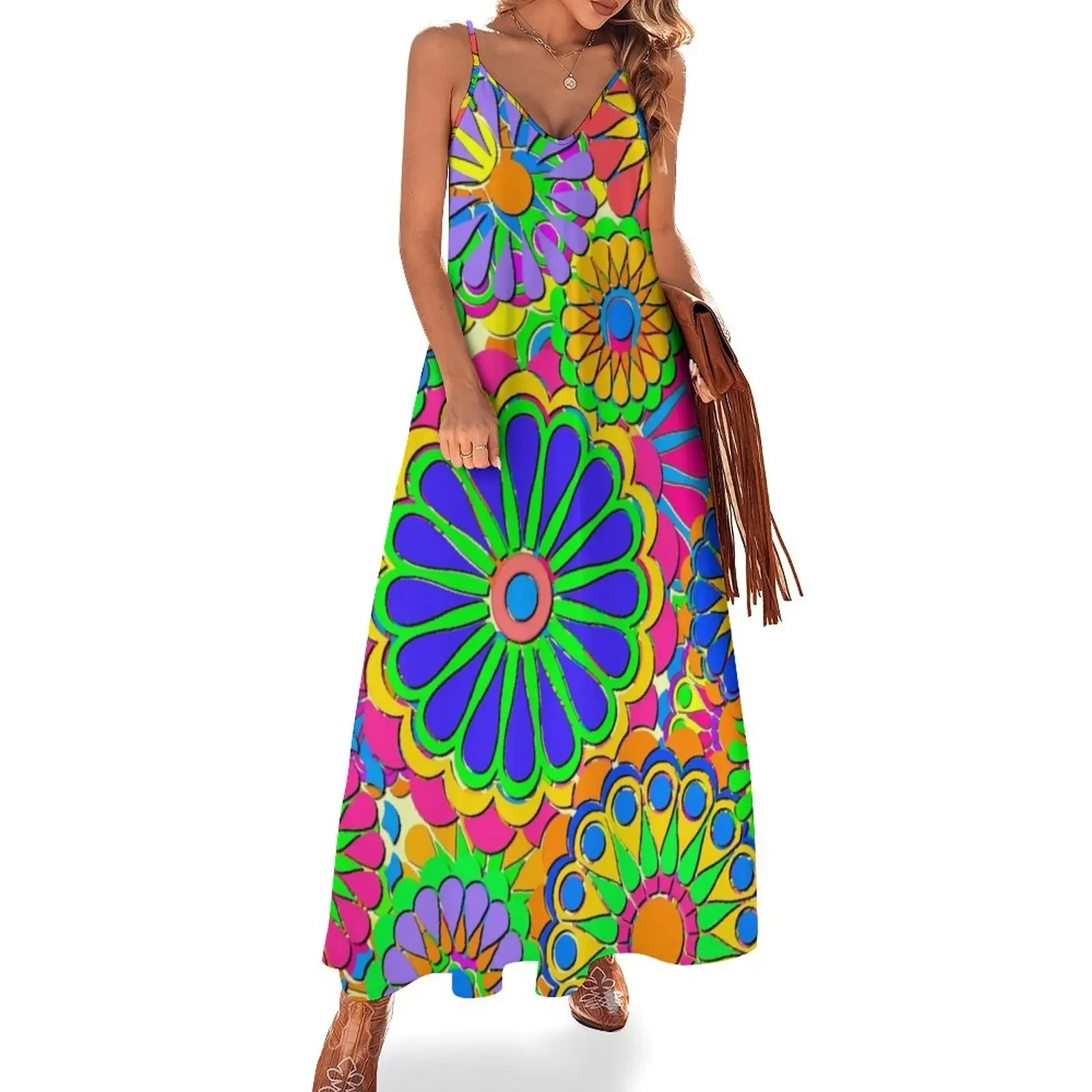 Bright Colorful Flower Power Hippy Style Sleeveless Dress Women's evening dress Evening gown Dress
Bright Colorful Flower Power Hippy Style Sleeveless Dress Women's evening dress Evening gown Dress