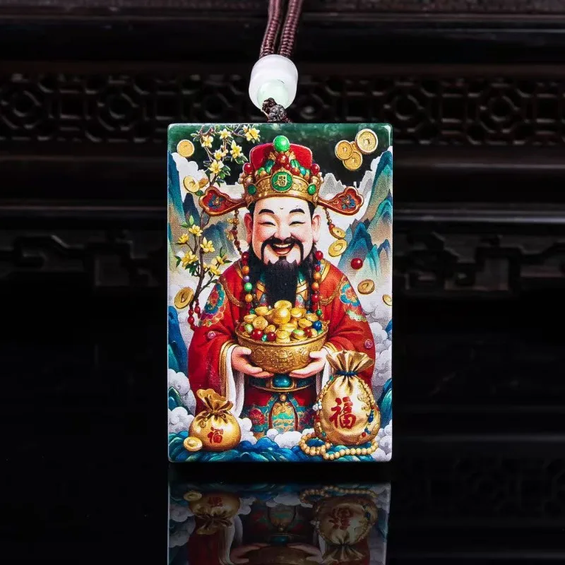 Natural A-grade jadeite Wen Caishen exquisite double-sided ultra clear spray painted high ice type old jade pendant jewelry
Natural A-grade jadeite Wen Caishen exquisite double-sided ultra clear spray painted high ice type old jade pendant jewelry