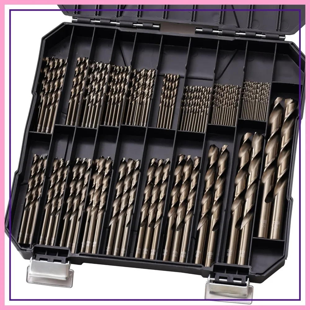 122Pcs M35 HSS Cobalt Drill Bits Set, 1/16"-1/2", for Hardened Metal & Stainless Steel, with Storage Case
122Pcs M35 HSS Cobalt Drill Bits Set, 1/16"-1/2", for Hardened Metal & Stainless Steel, with Storage Case