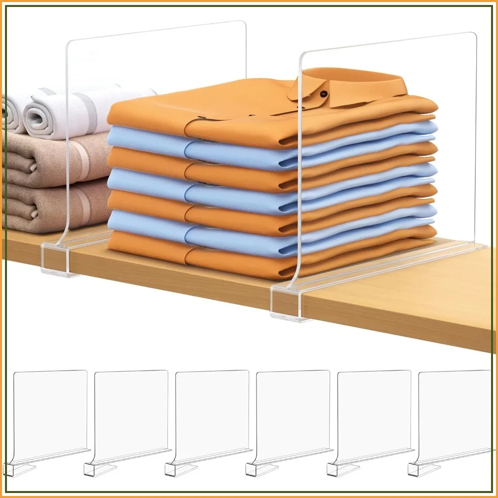 6 PCS Acrylic Shelf Dividers for Closet Organization, Clear Dividers for Wooden Shelves, Bedroom Kitchen Office
6 PCS Acrylic Shelf Dividers for Closet Organization, Clear Dividers for Wooden Shelves, Bedroom Kitchen Office