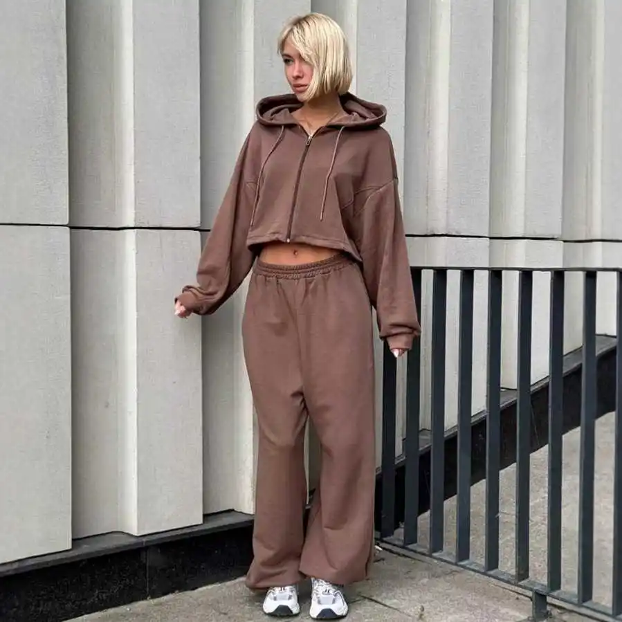 Fashionable Pure Color Long Sleeve Open Cardigan Hoodie Two-Piece Set with Drawstring Women's Clothing Street Style Polyester
Fashionable Pure Color Long Sleeve Open Cardigan Hoodie Two-Piece Set with Drawstring Women's Clothing Street Style Polyester