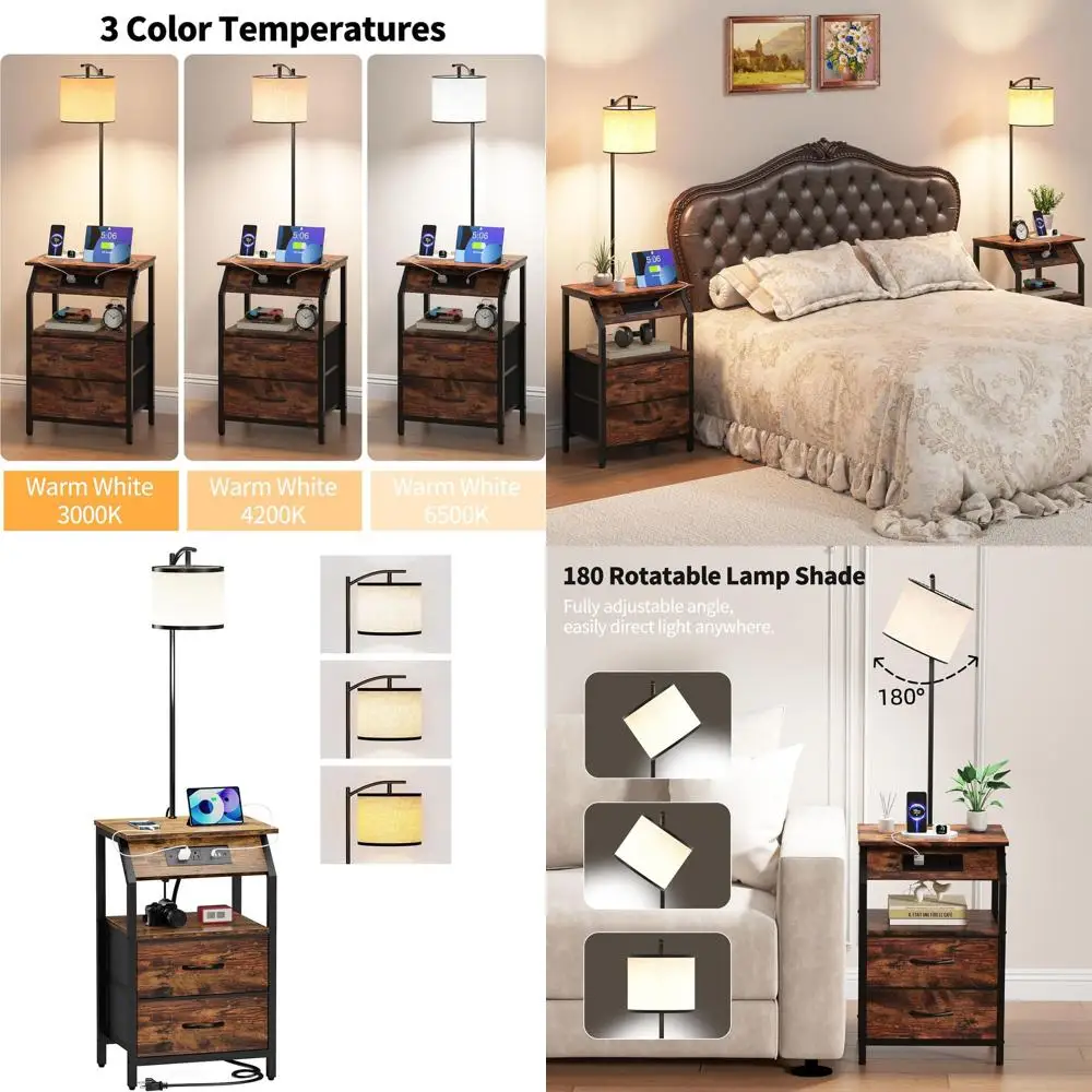 3-Color LED Floor Lamp Nightstand with Charging Port for Bedroom or Living Room - Brown
3-Color LED Floor Lamp Nightstand with Charging Port for Bedroom or Living Room - Brown