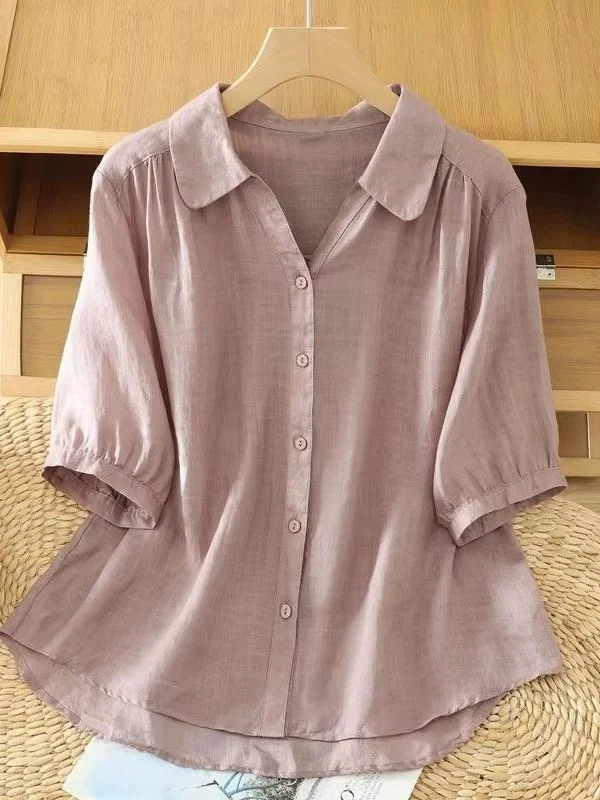 Summer Lightweight Linen Color Casual Shirt Women's Open Cardigan Cotton Linen Short Sleeve Breathable Comfortable
Summer Lightweight Linen Color Casual Shirt Women's Open Cardigan Cotton Linen Short Sleeve Breathable Comfortable