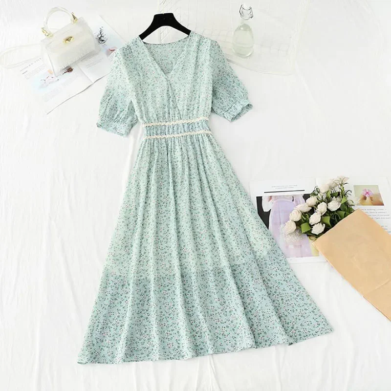 Short Sleeve Print Women Dress Summer 2021 New Sweet V-neck Slim Chiffon Long Dress Elegant A Line Bandage Floral Dresses
Short Sleeve Print Women Dress Summer 2021 New Sweet V-neck Slim Chiffon Long Dress Elegant A Line Bandage Floral Dresses