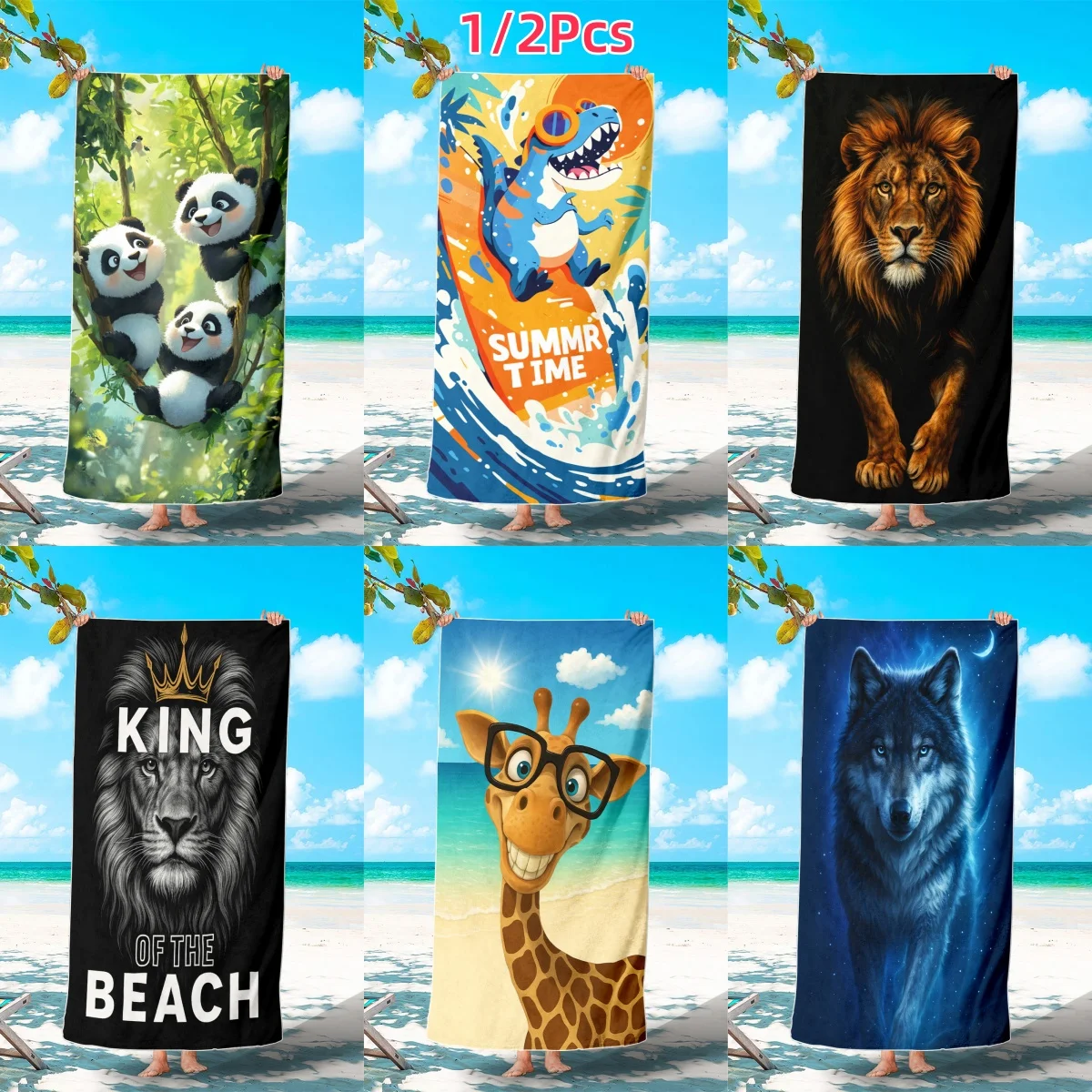 1/2Pcs Watercolor Jungle Panda Animal Print Beach Towel, Forest Green Foliage Towel, Beach Seaside Swimming Pool Beach Towel
1/2Pcs Watercolor Jungle Panda Animal Print Beach Towel, Forest Green Foliage Towel, Beach Seaside Swimming Pool Beach Towel