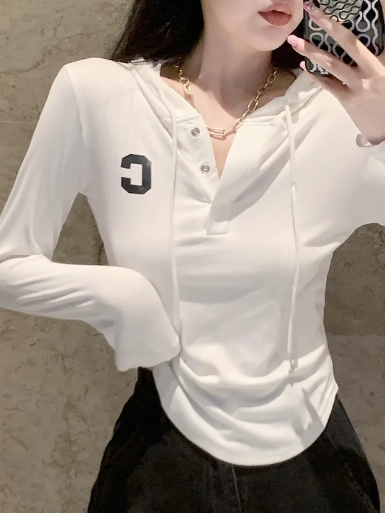 Casual Versatile Long Sleeve V-Neck White Pure Desire Hoodie Women's Early Autumn Spicy Slim Fit Button Base Shirt
Casual Versatile Long Sleeve V-Neck White Pure Desire Hoodie Women's Early Autumn Spicy Slim Fit Button Base Shirt