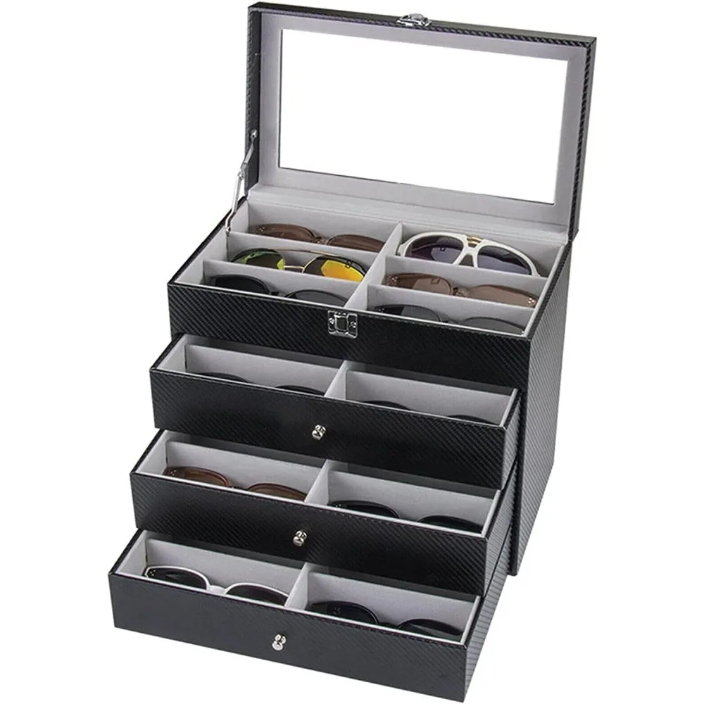4 Layer Sunglass Organize Box,4 Layer 24 Slots Multiple Glasses Organizer Eyeglass Sunglass Storage Box Display,Black
4 Layer Sunglass Organize Box,4 Layer 24 Slots Multiple Glasses Organizer Eyeglass Sunglass Storage Box Display,Black