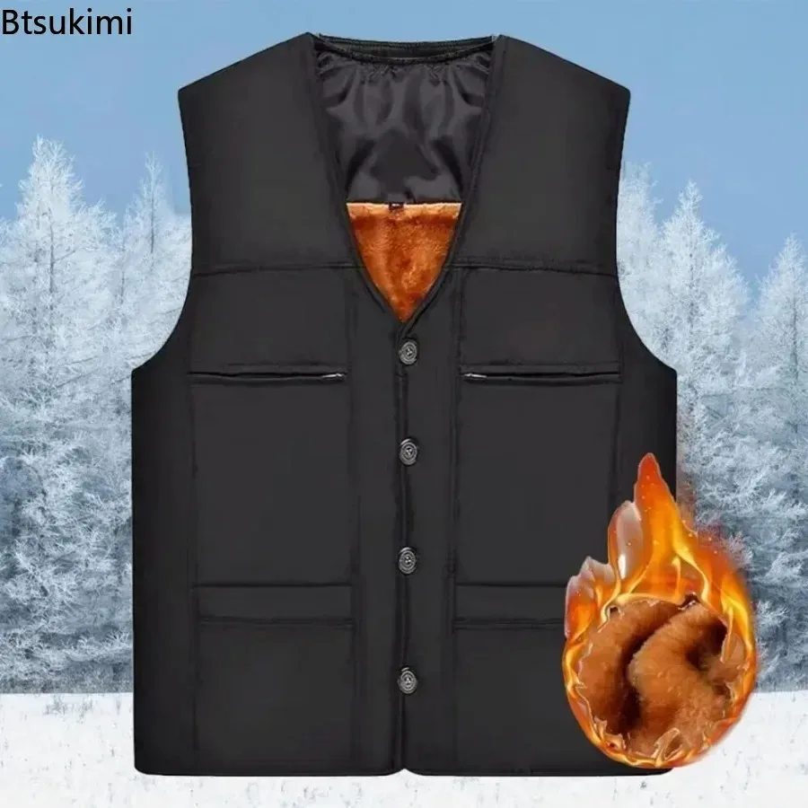 Men's Thick Cotton Cardigan Vest Keep Warm Windproof Top Jacket Middle-aged Men Winter Plus Velvet Vest Loose Sleeveless Coat
Men's Thick Cotton Cardigan Vest Keep Warm Windproof Top Jacket Middle-aged Men Winter Plus Velvet Vest Loose Sleeveless Coat