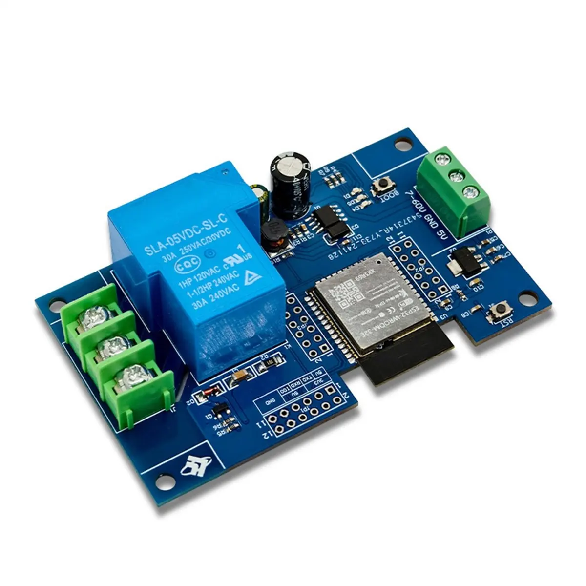 1-канальный модуль реле WIFI 30A ESP32-WROOM-32E, модуль макетной платы для умного дома, беспроводное управление DC7-28/5V-BCBW
1-канальный модуль реле WIFI 30A ESP32-WROOM-32E, модуль макетной платы для умного дома, беспроводное управление DC7-28/5V-BCBW