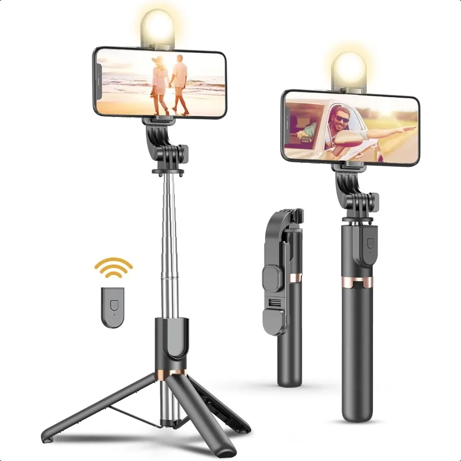 Selfie Stick Tripod with Wirel Remote 46'' Cellphone Selfie Stick Tripod with LED Fill Light for iPhone 16 15 14 14 pro 13 13 P
Selfie Stick Tripod with Wirel Remote 46'' Cellphone Selfie Stick Tripod with LED Fill Light for iPhone 16 15 14 14 pro 13 13 P