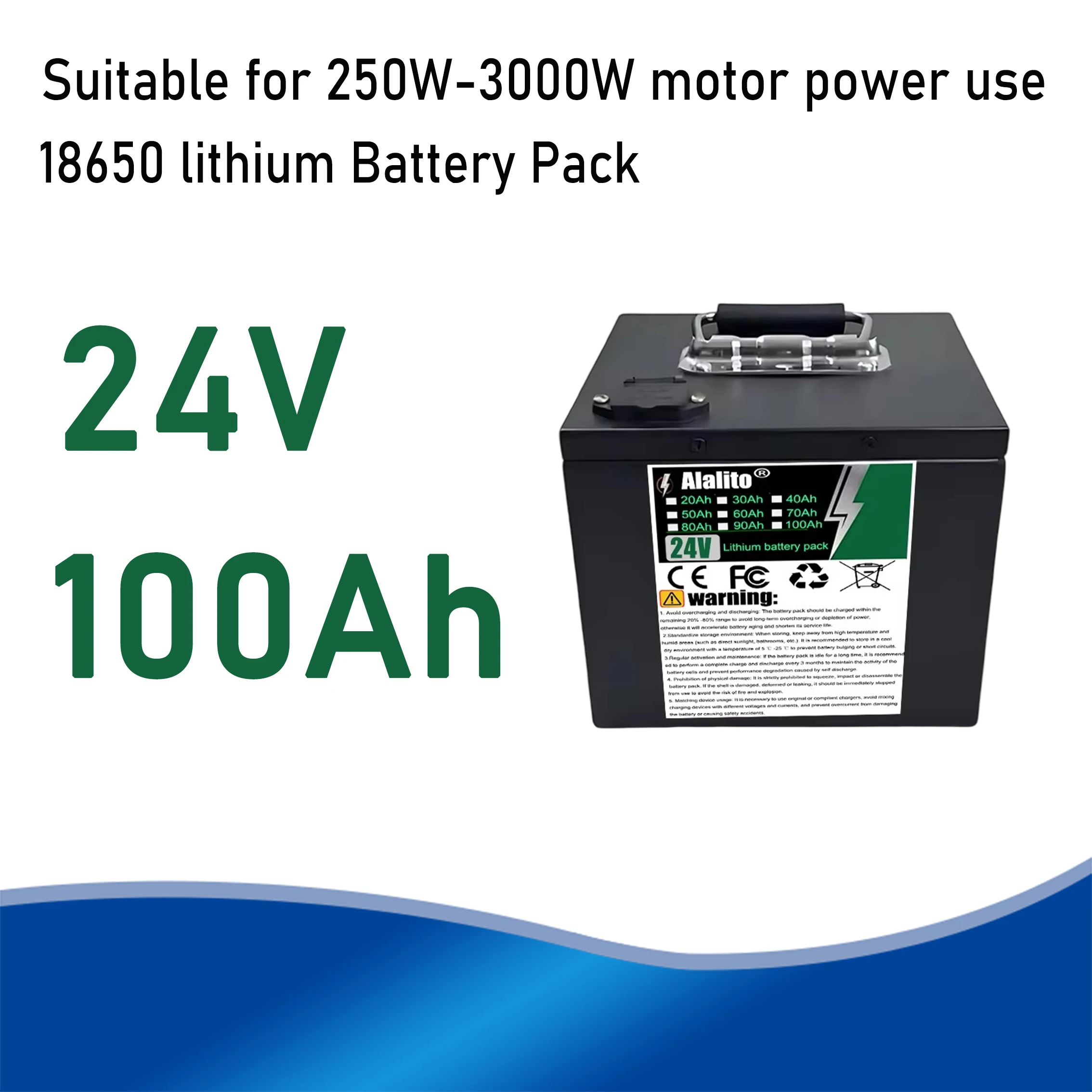 Air freight, 24V 100Ah, full capacity, new 18650 lithium battery, suitable for motors below 3000W
Air freight, 24V 100Ah, full capacity, new 18650 lithium battery, suitable for motors below 3000W
