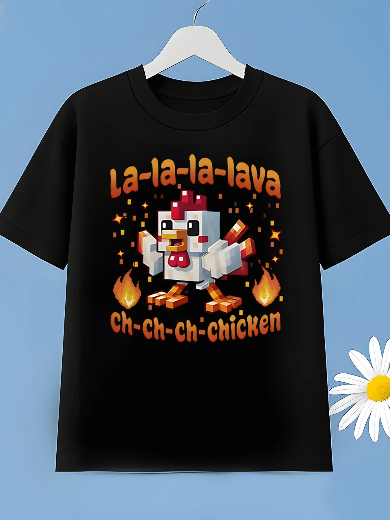 Boys Navy Blue Gaming Graphic TShirt Funny Pixel Chicken Flame Design with La La La lava Text Stretchy Crew Neck Tee
Boys Navy Blue Gaming Graphic TShirt Funny Pixel Chicken Flame Design with La La La lava Text Stretchy Crew Neck Tee