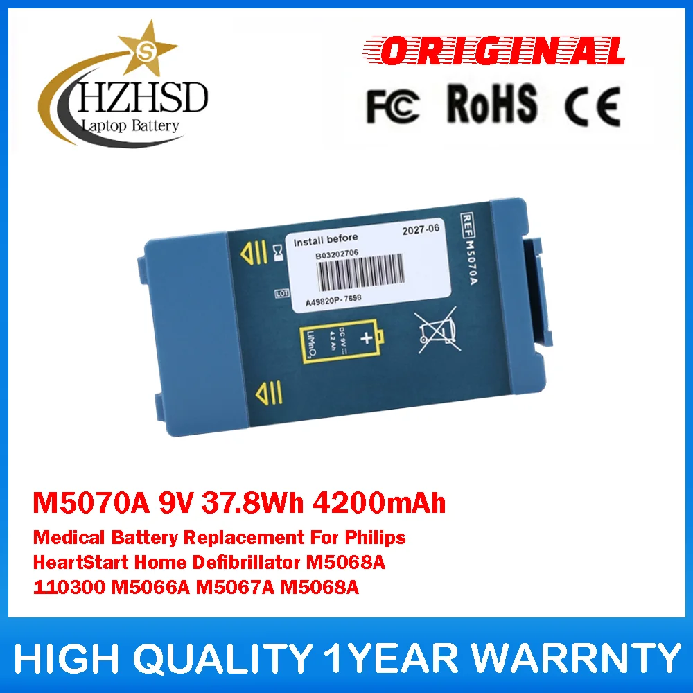 M5070A 9V 37.8Wh 4200mAh Medical Battery Replacement For Philips HeartStart HomeDefibrillator M5068A 110300 M5066A M5067A M5068A
M5070A 9V 37.8Wh 4200mAh Medical Battery Replacement For Philips HeartStart HomeDefibrillator M5068A 110300 M5066A M5067A M5068A