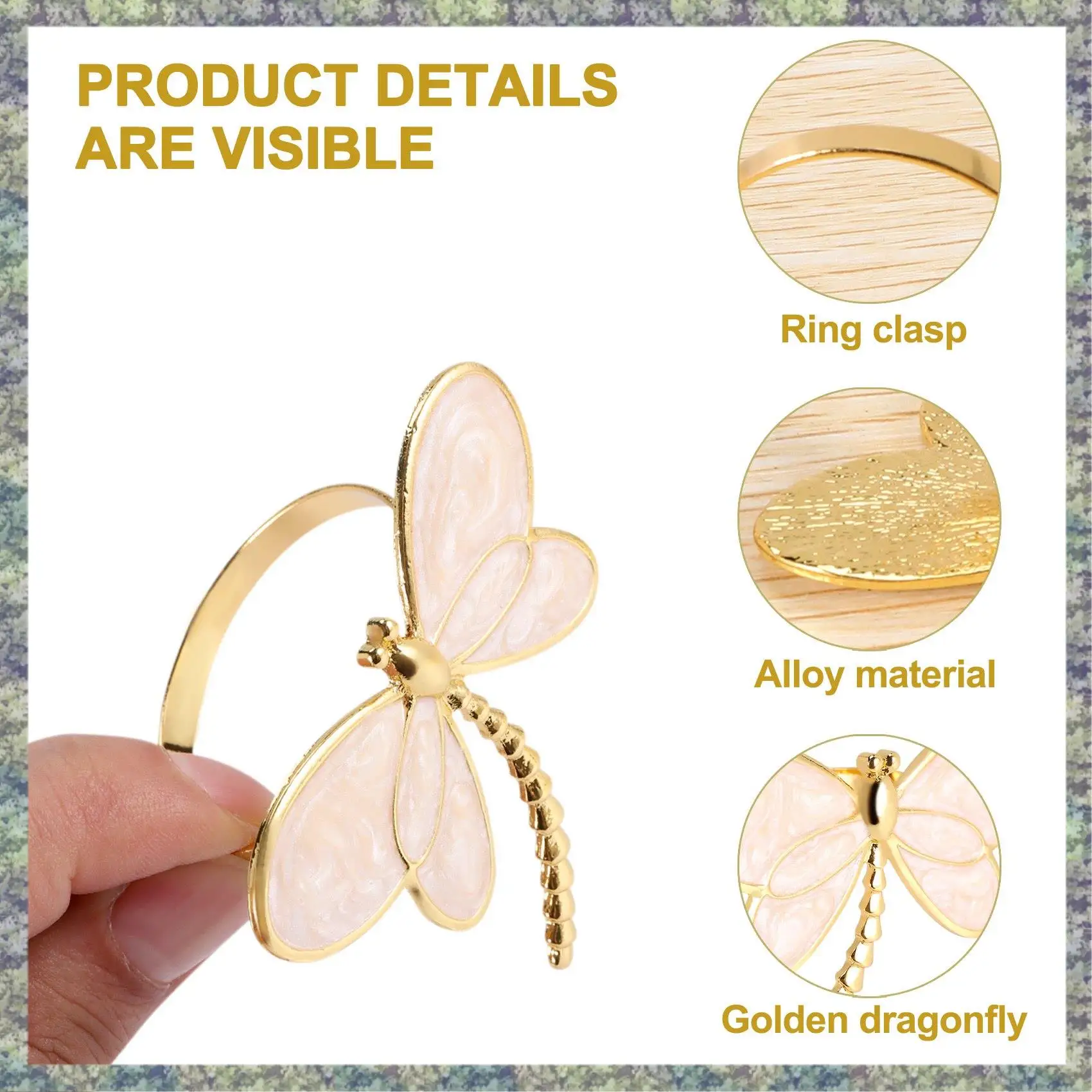 WON 4 Piece Set, Gold Dragonfly Napkin Ring Napkin Holder, Used For Wedding Dinner Dinner Table Decoration Table Decoration
WON 4 Piece Set, Gold Dragonfly Napkin Ring Napkin Holder, Used For Wedding Dinner Dinner Table Decoration Table Decoration