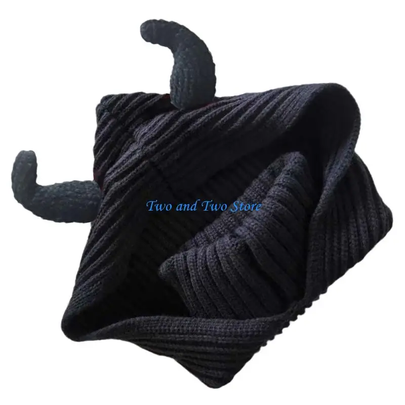 HX6F Horn Balaclava Hat Full Face Cover Knitted Hat For Halloween Party
HX6F Horn Balaclava Hat Full Face Cover Knitted Hat For Halloween Party