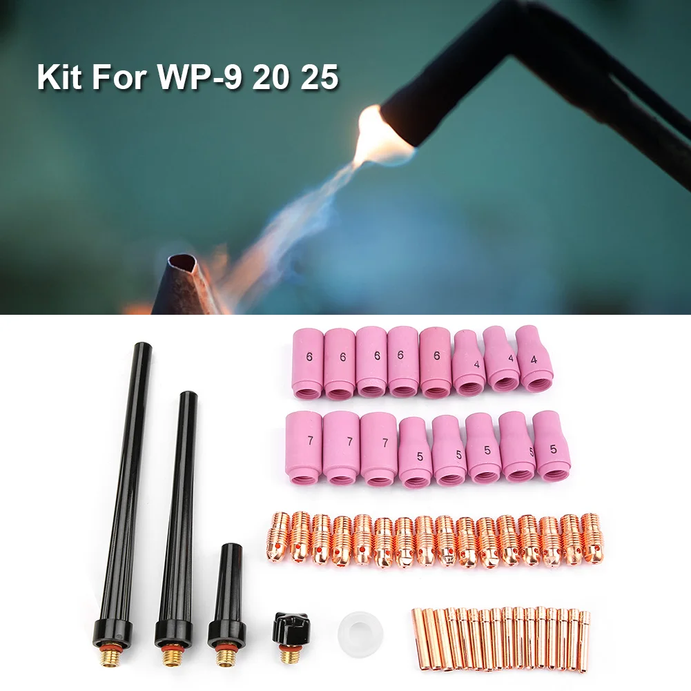 Комплект деталей для газовой линзы, сопла и цанги для горелок TIG WP-9, 20, 25
Комплект деталей для газовой линзы, сопла и цанги для горелок TIG WP-9, 20, 25