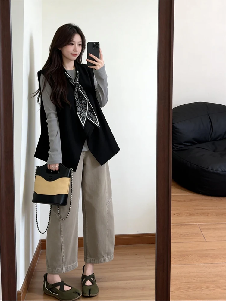 Spring New plus Size Lazy Style Black Vest Long Sleeve Three Piece Set Casual Pants Inner Wear Comfortable Fashion Women's En...
Spring New plus Size Lazy Style Black Vest Long Sleeve Three Piece Set Casual Pants Inner Wear Comfortable Fashion Women's En...