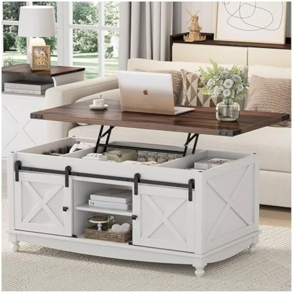 48" Lift Top Coffee Table with Storage Sliding Barn Door & Large Hidden Compartment, Coffee Table with Lifting Top with Wooden
48" Lift Top Coffee Table with Storage Sliding Barn Door & Large Hidden Compartment, Coffee Table with Lifting Top with Wooden