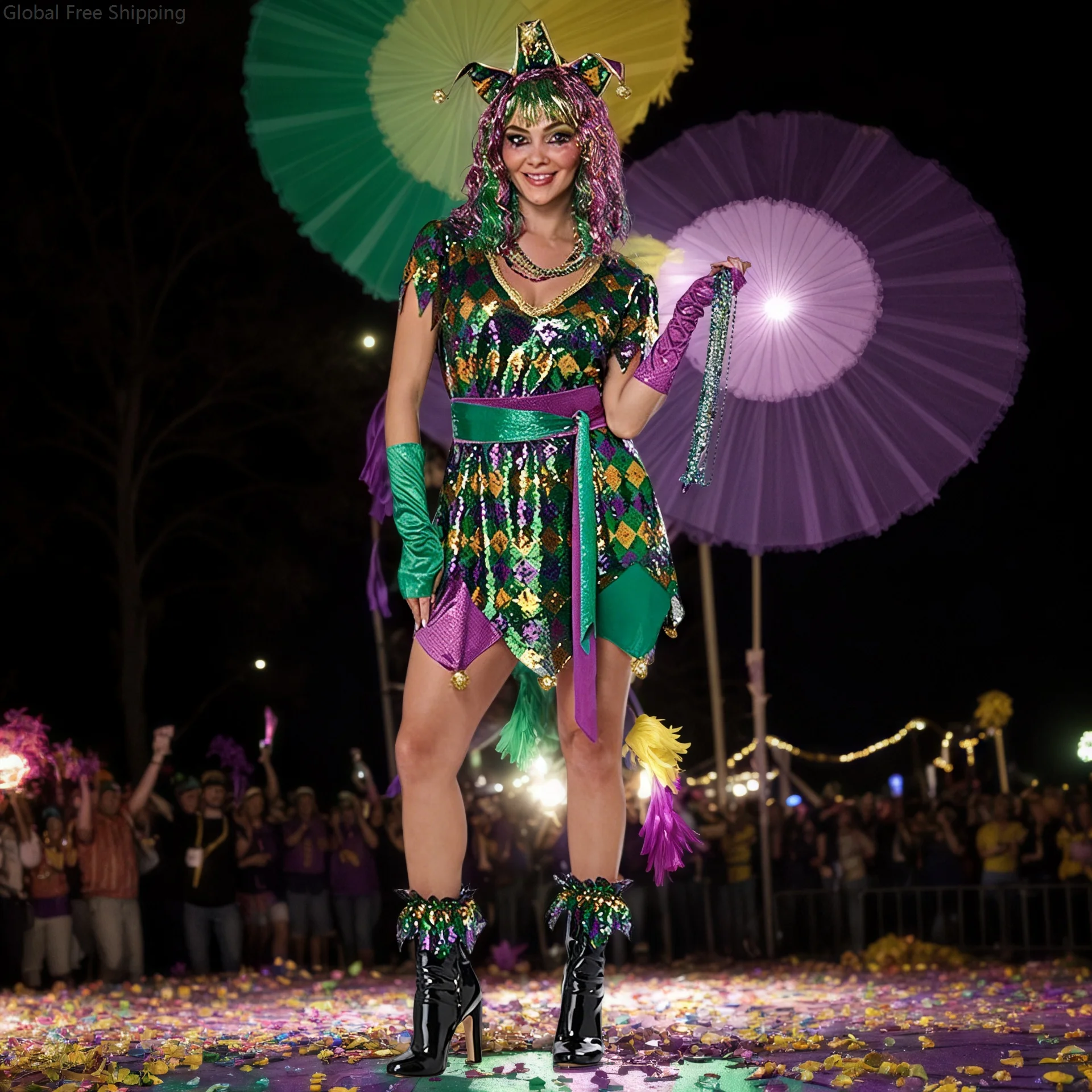 Brazilian Carnival Women's Cosplay Celebration Dress Set Clown Carnival Performance Costume Halloween Costume Ball Party Suits
Brazilian Carnival Women's Cosplay Celebration Dress Set Clown Carnival Performance Costume Halloween Costume Ball Party Suits