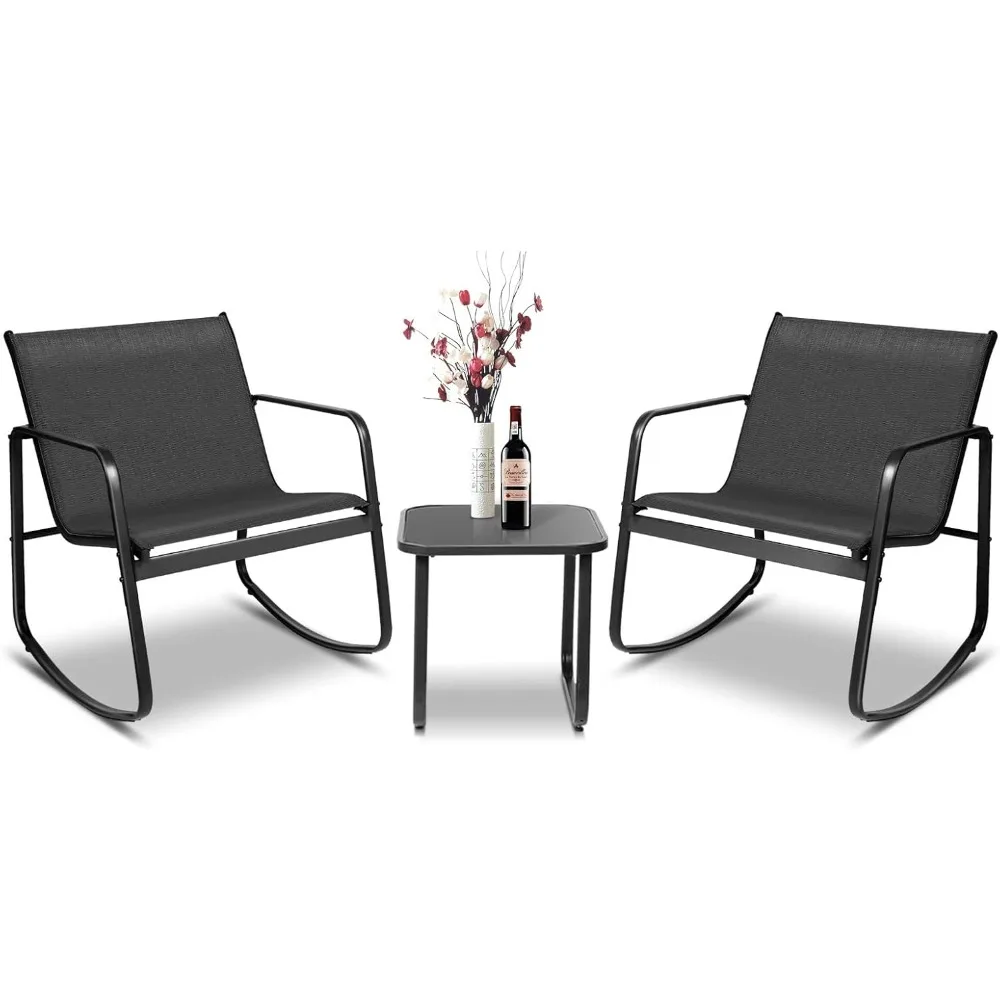 3-Piece Outdoor Rocking Bistro Set, Outdoor Furniture Set with Patio Rocking Chairs, and Glass-Top Table, Small Conversation Se
3-Piece Outdoor Rocking Bistro Set, Outdoor Furniture Set with Patio Rocking Chairs, and Glass-Top Table, Small Conversation Se
