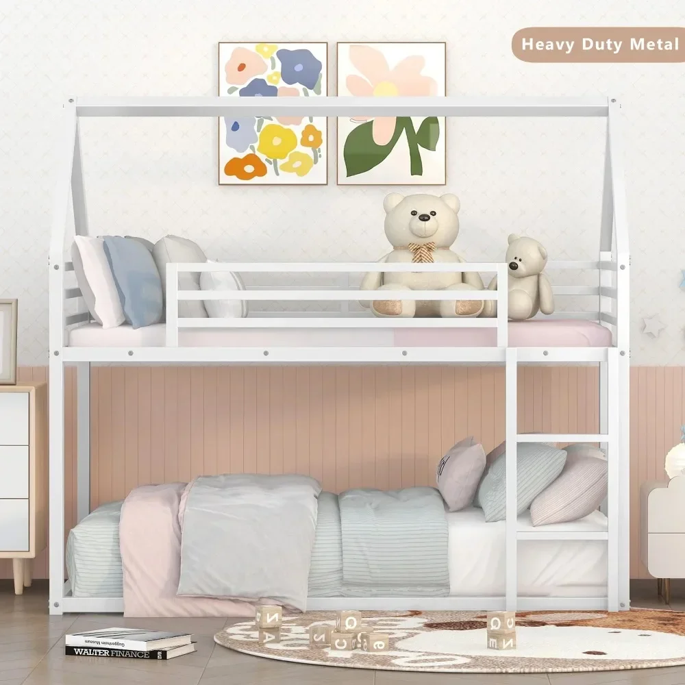 Metal House Bunk Bed, Twin over Twin Bunk Bed with Ladder, Modern Toddler Floor BunkBed for Kids, Boys & Girls (White)
Metal House Bunk Bed, Twin over Twin Bunk Bed with Ladder, Modern Toddler Floor BunkBed for Kids, Boys & Girls (White)
