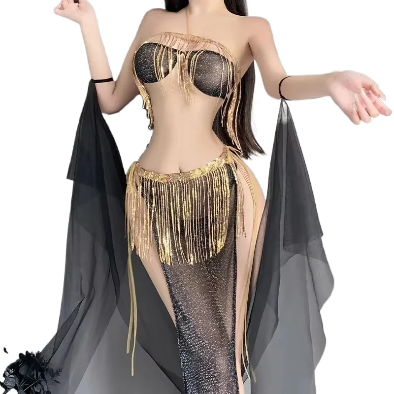 XXOO Sexy Lingerie Dress Cosplay Women Costume Egyptian Queen Classical Cat Outfit See Through Bra and Tassels Skirt Exotic Set
XXOO Sexy Lingerie Dress Cosplay Women Costume Egyptian Queen Classical Cat Outfit See Through Bra and Tassels Skirt Exotic Set