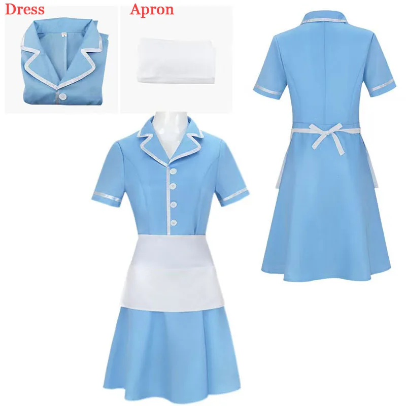 Musical Waitress Cosplay Costumes Women Lolita Blue Maid Dress With Apron Role Play Uniform Halloween Stage Performance Outfit
Musical Waitress Cosplay Costumes Women Lolita Blue Maid Dress With Apron Role Play Uniform Halloween Stage Performance Outfit