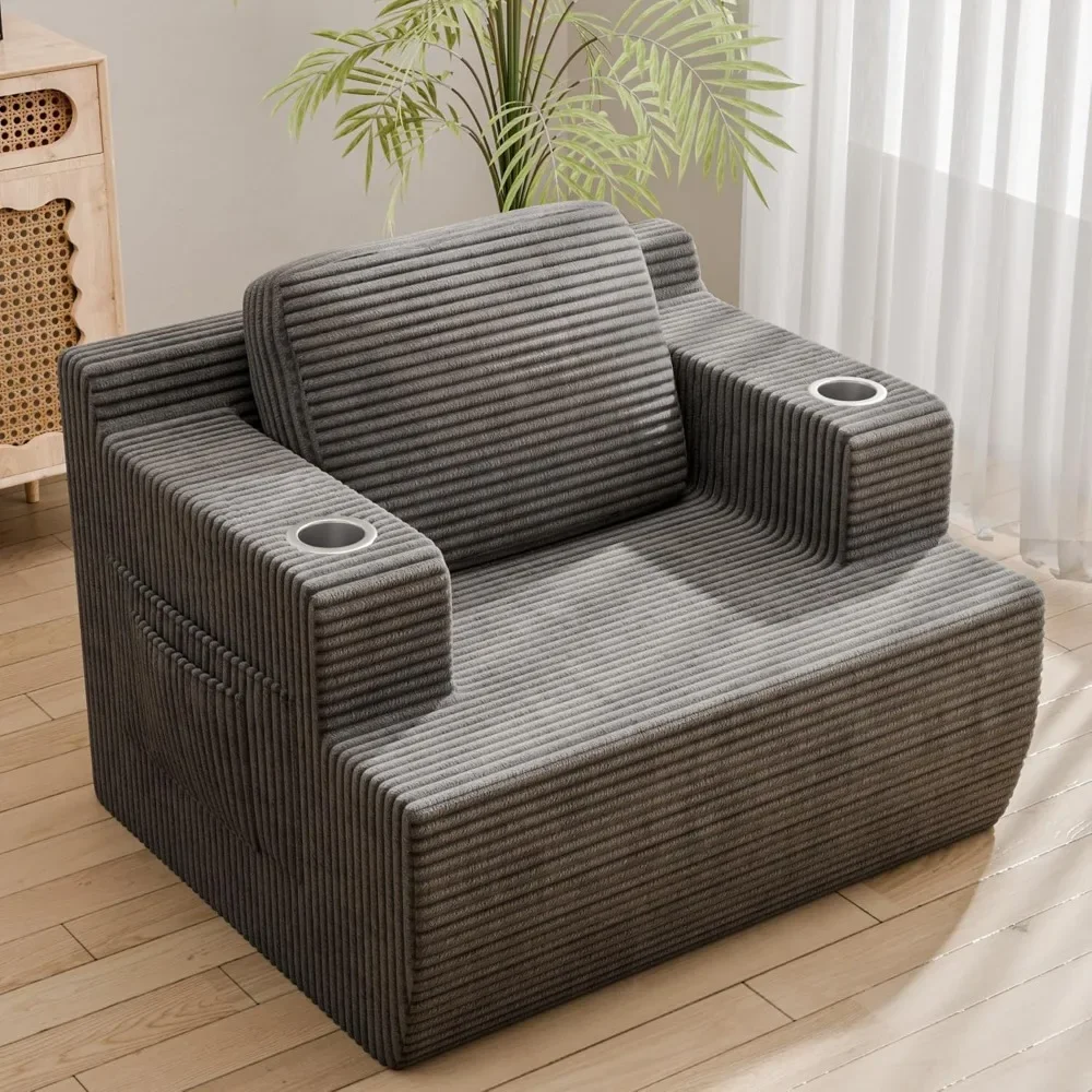 Single Sofa, Foam Couch, 42” for Small Spaces Upholstered Floor Sofa with Cup Holder & Storage Pocket, Boneless Couch
Single Sofa, Foam Couch, 42” for Small Spaces Upholstered Floor Sofa with Cup Holder & Storage Pocket, Boneless Couch