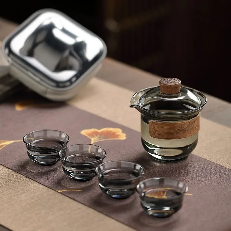 Portable glass travel tea set Quick cup Personal carry-on bag set teapot Outdoor kung fu tea cup
Portable glass travel tea set Quick cup Personal carry-on bag set teapot Outdoor kung fu tea cup