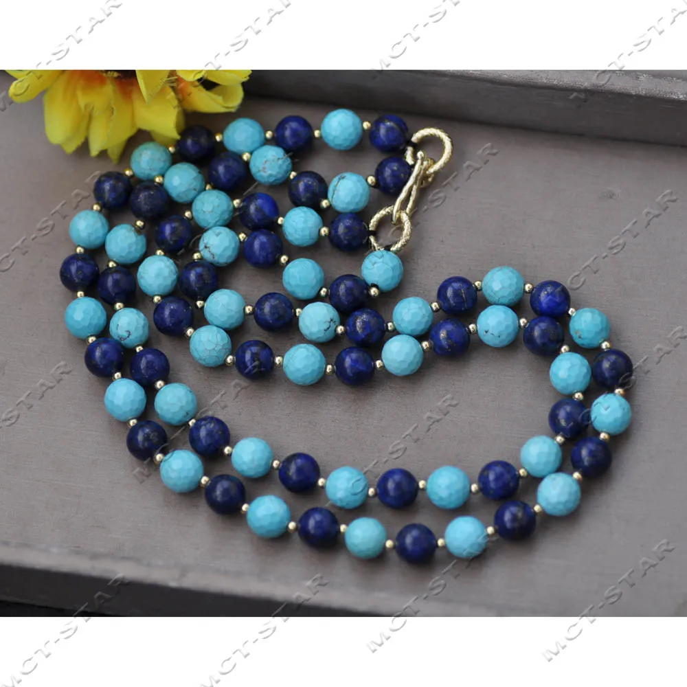 Z14598 2row 20'' 10mm Blue Round Faceted Turquoise Lapis Lazuli Necklace
Z14598 2row 20'' 10mm Blue Round Faceted Turquoise Lapis Lazuli Necklace