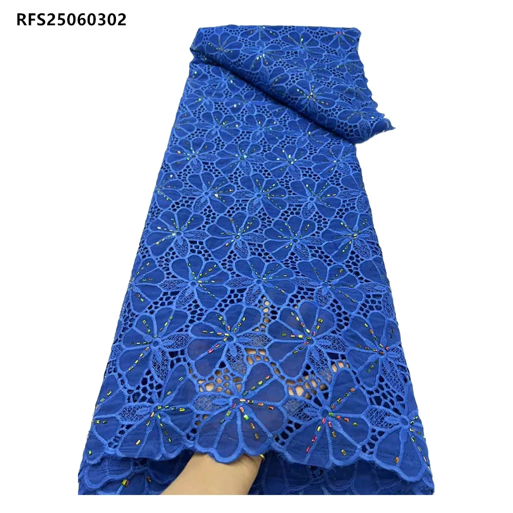 Африканский гипюровый шнур, кружевная ткань, лазерная резка, женские кружевные материалы с цветными стразами, 5 ярдов в партии, RFS25060302 
Африканский гипюровый шнур, кружевная ткань, лазерная резка, женские кружевные материалы с цветными стразами, 5 ярдов в партии, RFS25060302