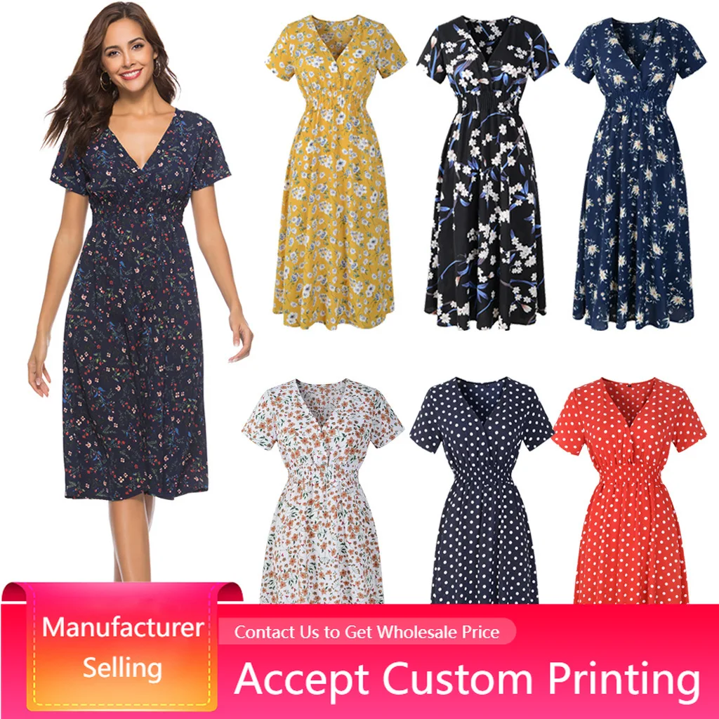 Hot Sale 2022 New Beach Long Skirt Fashion Sexy V-neck polka dot dress Casual Loose Large Size Summer Dresses For Women
Hot Sale 2022 New Beach Long Skirt Fashion Sexy V-neck polka dot dress Casual Loose Large Size Summer Dresses For Women